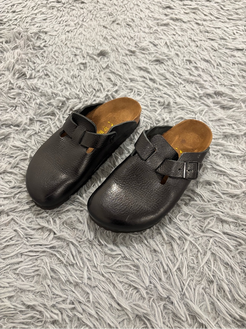 Birkenstock Women’s Boston Clog Black Leather Size 37 US 6 Mules Lagenlook Boho